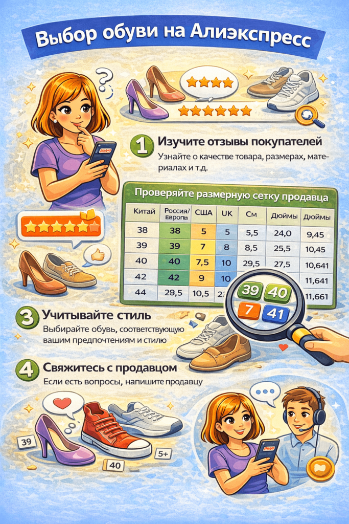 таблица размеров обуви на алиэкспресс