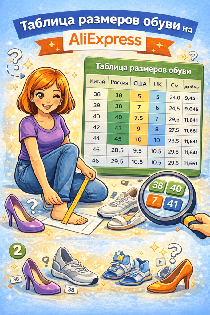 размеры обуви на алиэкспресс